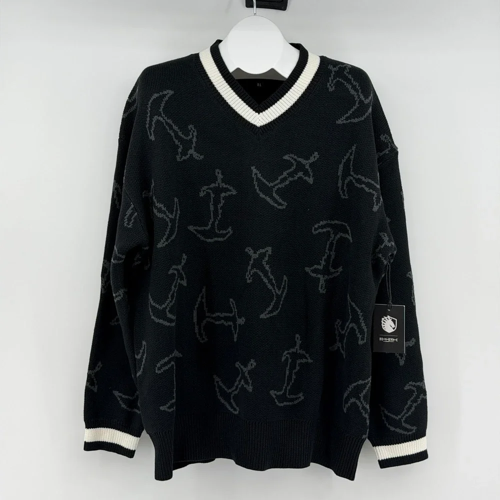 NEW Team Liquid x Deathnote Kira Knit Sweater Sz XL Black Collab V-Neck Pullover